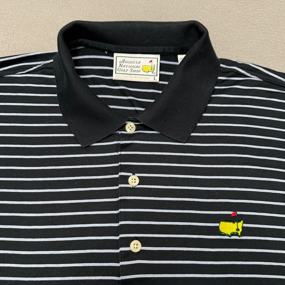 Augusta National Polo Men L Navy Striped Golf Masters Vintage